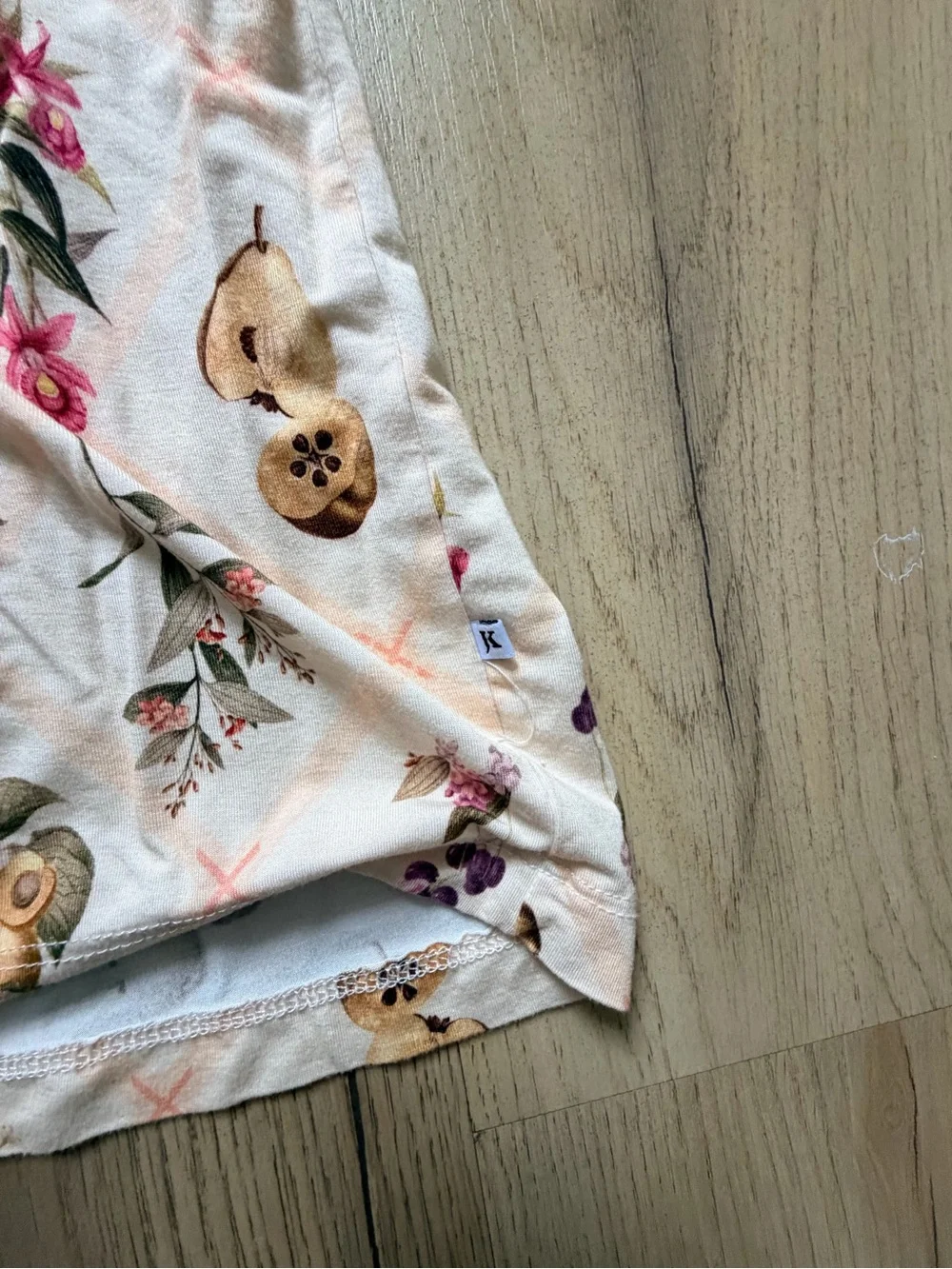 Ladies Fall Floral & Fruit Print Pink Pajama Bottoms